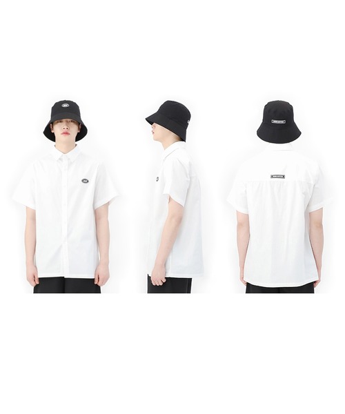 BASIC COTTON（ベーシックコットン）の「『BASIC COTTON/ベーシックコットン』BCN logo half shirt/ロゴハーフシャツ（シャツ/ブラウス・レディース・ホワイト/ブラック・FREE）」の7枚目の写真