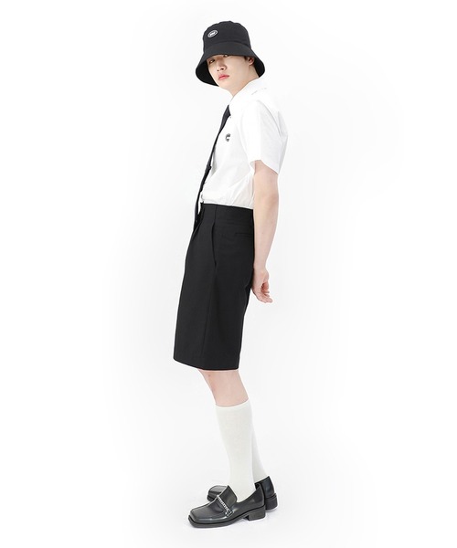 BASIC COTTON（ベーシックコットン）の「『BASIC COTTON/ベーシックコットン』BCN logo half shirt/ロゴハーフシャツ（シャツ/ブラウス・レディース・ホワイト/ブラック・FREE）」の8枚目の写真