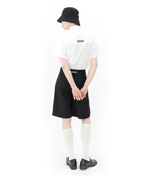 BASIC COTTON（ベーシックコットン）の「『BASIC COTTON/ベーシックコットン』BCN logo half shirt/ロゴハーフシャツ（シャツ/ブラウス・レディース・ホワイト/ブラック・FREE）」の11枚目の写真