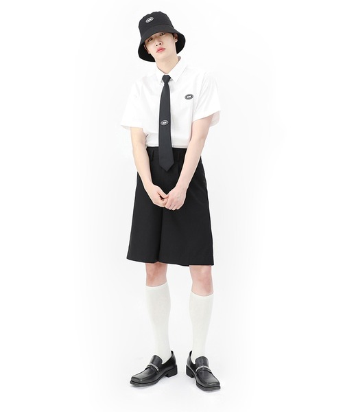 BASIC COTTON（ベーシックコットン）の「『BASIC COTTON/ベーシックコットン』BCN logo half shirt/ロゴハーフシャツ（シャツ/ブラウス・レディース・ホワイト/ブラック・FREE）」の9枚目の写真