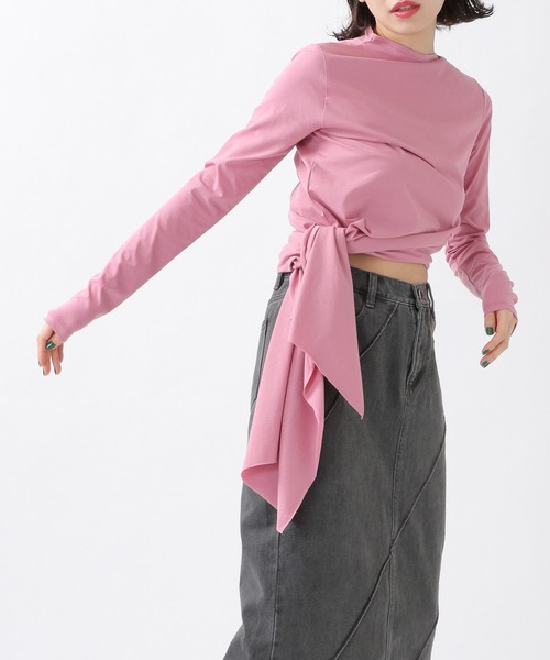 ROCKET x LUNCH（ロケットアンドランチ）の「ROCKET×LUNCH／SLIT LONG プルオーバー　2932489（Tシャツ/カットソー・レディース・ブラック/オフホワイト/スモークピンク・SMALL）」の3枚目の写真