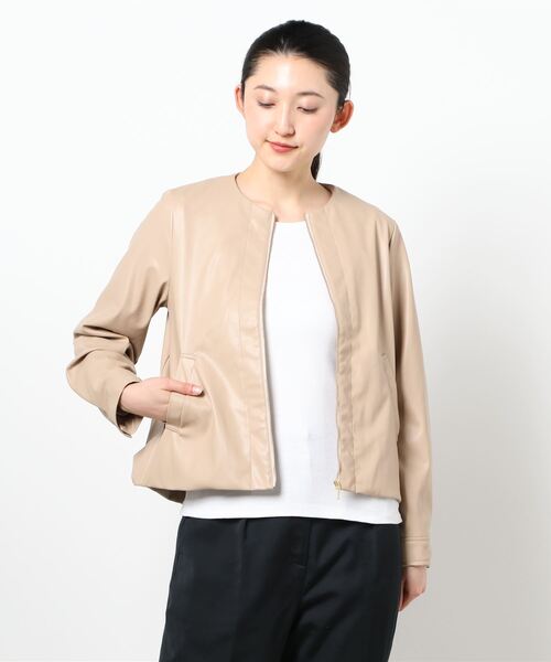 Te chichi（テチチ）の「合皮ブルゾン（ブルゾン・レディース・ブラック/ベージュ・ﾌﾘ-）」の2枚目の写真