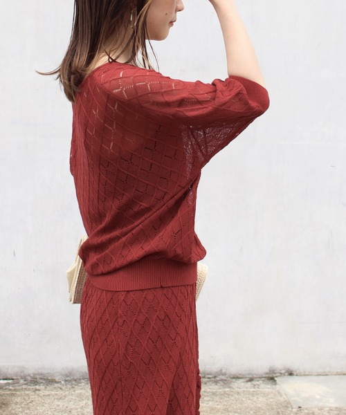 LAVEANGE(ラビアンジェ)の「透かし編みニットプルオーバー(ニット/セーター・レディース・ブラック/アイボリー/ボルドー・M)」の19枚目の写真