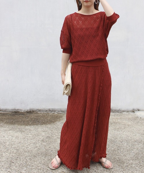 LAVEANGE(ラビアンジェ)の「透かし編みニットプルオーバー(ニット/セーター・レディース・ブラック/アイボリー/ボルドー・M)」の20枚目の写真