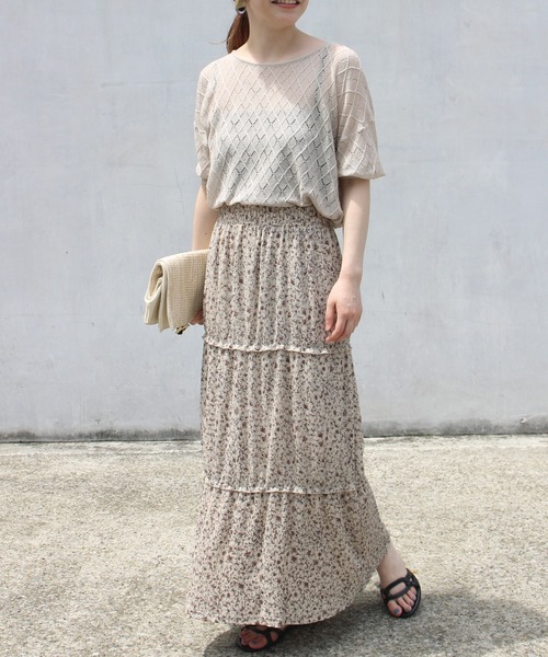 LAVEANGE(ラビアンジェ)の「透かし編みニットプルオーバー(ニット/セーター・レディース・ブラック/アイボリー/ボルドー・M)」の6枚目の写真