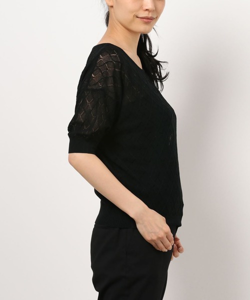 LAVEANGE(ラビアンジェ)の「透かし編みニットプルオーバー(ニット/セーター・レディース・ブラック/アイボリー/ボルドー・M)」の16枚目の写真