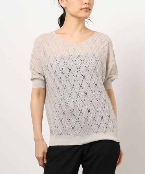 LAVEANGE(ラビアンジェ)の「透かし編みニットプルオーバー(ニット/セーター・レディース・ブラック/アイボリー/ボルドー・M)」の13枚目の写真