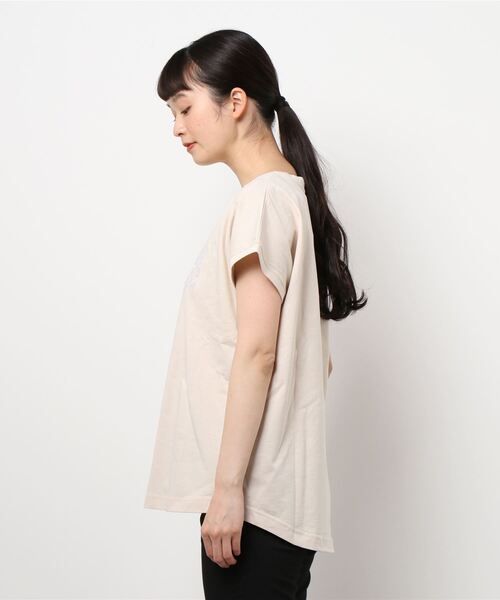 HONEYSUCKLE ROSE（ハニーサックルローズ）の「【HONEYSUCKLE ROSE】ラウンドプリントＴ（Tシャツ/カットソー・レディース・オフホワイト/グリーン/ホワイト×ブラック/ホワイト×カーキブラウン/ブラック/ホワイト/ブラック×ホワイト・L/M）」の8枚目の写真