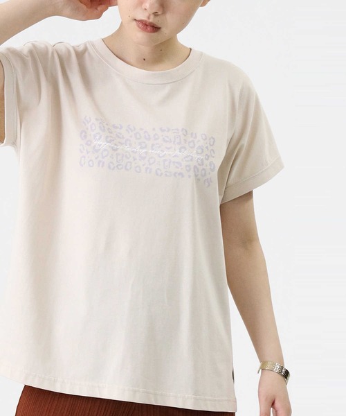 HONEYSUCKLE ROSE（ハニーサックルローズ）の「【HONEYSUCKLE ROSE】ラウンドプリントＴ（Tシャツ/カットソー・レディース・オフホワイト/グリーン/ホワイト×ブラック/ホワイト×カーキブラウン/ブラック/ホワイト/ブラック×ホワイト・L/M）」の3枚目の写真