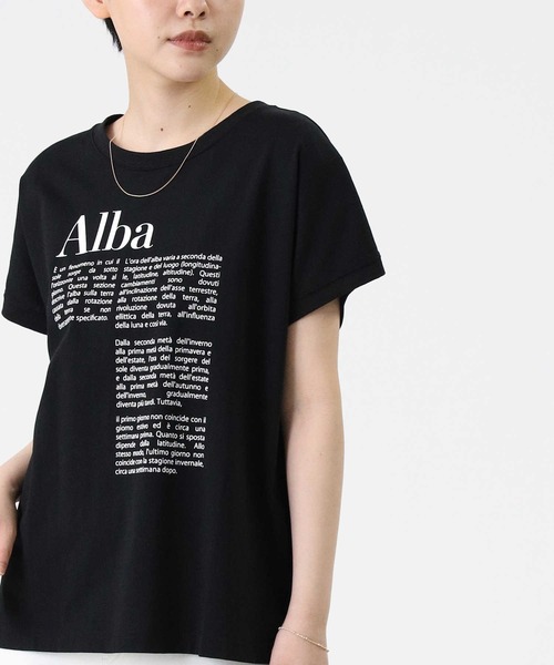 HONEYSUCKLE ROSE（ハニーサックルローズ）の「【HONEYSUCKLE ROSE】ラウンドプリントＴ（Tシャツ/カットソー・レディース・オフホワイト/グリーン/ホワイト×ブラック/ホワイト×カーキブラウン/ブラック/ホワイト/ブラック×ホワイト・L/M）」の5枚目の写真