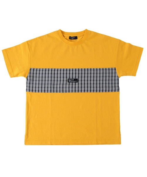 GLAZOS（グラソス）の「天竺・ドロップショルダーチェック切替半袖Tシャツ（Tシャツ/カットソー・キッズ・イエロー/ホワイト/ブラック・140cm/170cm/160cm/150cm/130cm）」の4枚目の写真