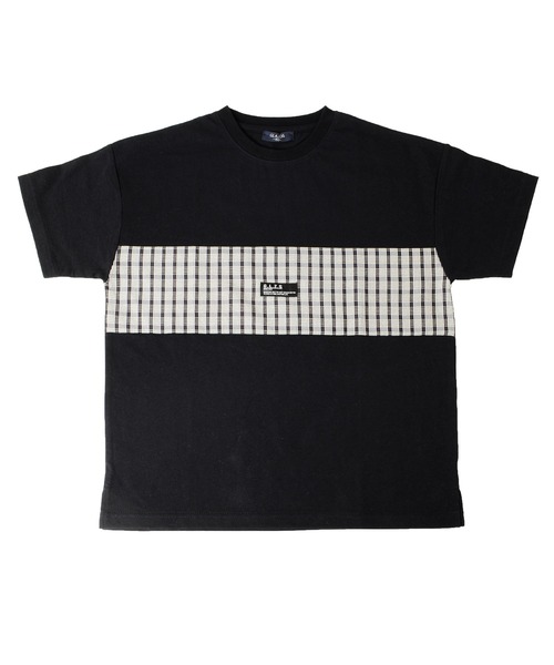 GLAZOS（グラソス）の「天竺・ドロップショルダーチェック切替半袖Tシャツ（Tシャツ/カットソー・キッズ・イエロー/ホワイト/ブラック・140cm/170cm/160cm/150cm/130cm）」の9枚目の写真