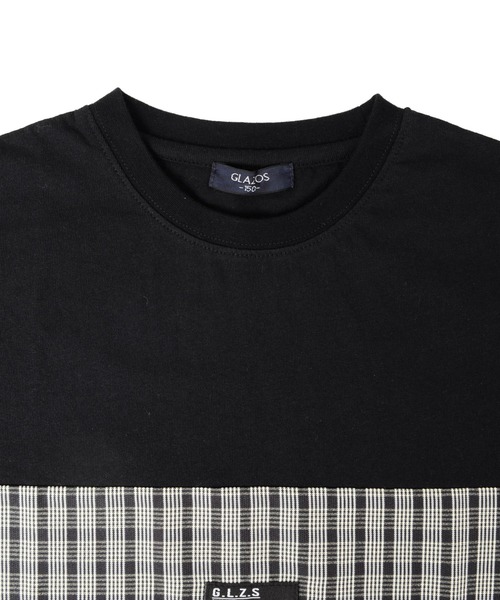 GLAZOS（グラソス）の「天竺・ドロップショルダーチェック切替半袖Tシャツ（Tシャツ/カットソー・キッズ・イエロー/ホワイト/ブラック・140cm/170cm/160cm/150cm/130cm）」の10枚目の写真