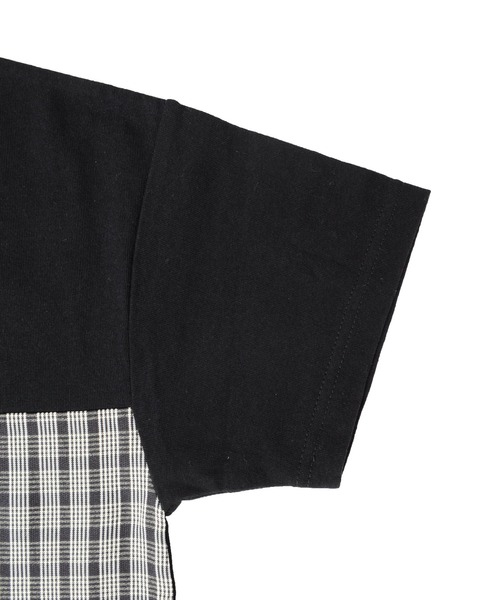 GLAZOS（グラソス）の「天竺・ドロップショルダーチェック切替半袖Tシャツ（Tシャツ/カットソー・キッズ・イエロー/ホワイト/ブラック・140cm/170cm/160cm/150cm/130cm）」の11枚目の写真