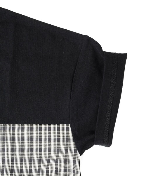 GLAZOS（グラソス）の「天竺・ドロップショルダーチェック切替半袖Tシャツ（Tシャツ/カットソー・キッズ・イエロー/ホワイト/ブラック・140cm/170cm/160cm/150cm/130cm）」の12枚目の写真