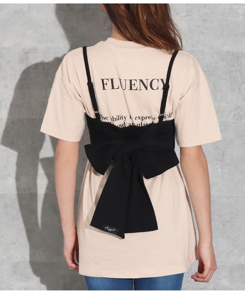 ANAP GｉRL（アナップガール）の「バックリボンビスチェ×プリントチュニックセット（Tシャツ/カットソー・キッズ・ホワイト/ベージュ・S/M）」の8枚目の写真