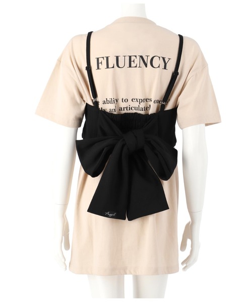 ANAP GｉRL（アナップガール）の「バックリボンビスチェ×プリントチュニックセット（Tシャツ/カットソー・キッズ・ホワイト/ベージュ・S/M）」の9枚目の写真