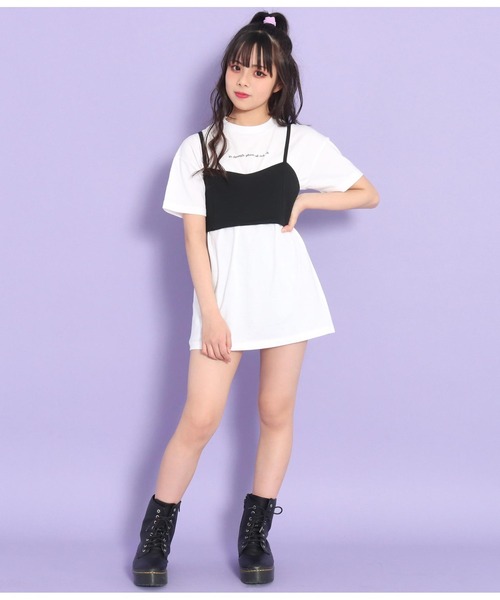 ANAP GｉRL（アナップガール）の「バックリボンビスチェ×プリントチュニックセット（Tシャツ/カットソー・キッズ・ホワイト/ベージュ・S/M）」の22枚目の写真