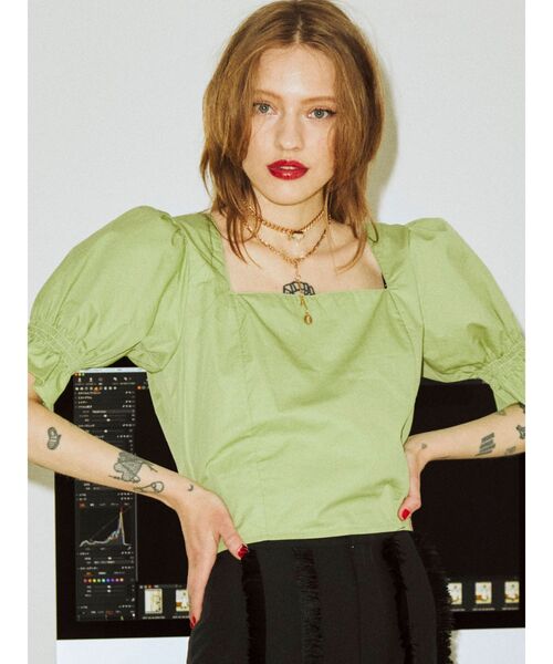 jouetie（ジュエティ）の「バックリボンスクエアブラウス（シャツ/ブラウス・レディース・ブラック/グリーン/その他1/その他2・MEDIUM）」の3枚目の写真