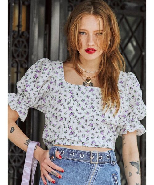 jouetie（ジュエティ）の「バックリボンスクエアブラウス（シャツ/ブラウス・レディース・ブラック/グリーン/その他1/その他2・MEDIUM）」の6枚目の写真