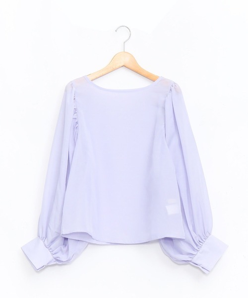 AS KNOW AS de base(アズノゥアズドゥバズ)の「ギャザってシアー感ブラウス(シャツ/ブラウス・レディース・ブラック/パープル/オフホワイト/ライトベージュ・FREE)」の1枚目の写真