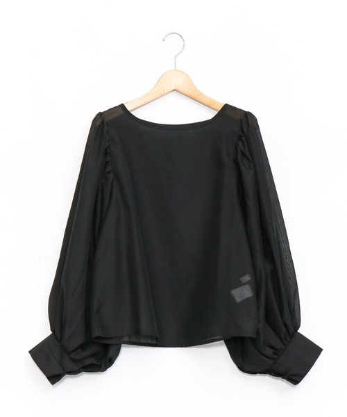 AS KNOW AS de base(アズノゥアズドゥバズ)の「ギャザってシアー感ブラウス(シャツ/ブラウス・レディース・ブラック/パープル/オフホワイト/ライトベージュ・FREE)」の3枚目の写真