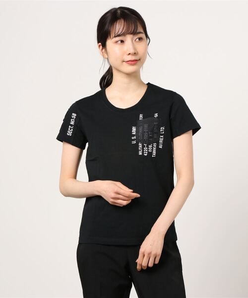 AVIREX（アヴィレックス）の「AVIREX/ アヴィレックス　カット コンビ ポケット Tシャツ/L-S/S CUT COMBI POCKET T-SHIRT（Tシャツ/カットソー・レディース・ホワイト/ベージュ/ブラック・MEDIUM/SMALL/LARGE）」の3枚目の写真