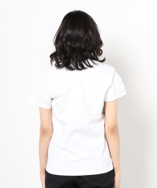 AVIREX（アヴィレックス）の「AVIREX/ アヴィレックス　カット コンビ ポケット Tシャツ/L-S/S CUT COMBI POCKET T-SHIRT（Tシャツ/カットソー・レディース・ホワイト/ベージュ/ブラック・MEDIUM/SMALL/LARGE）」の4枚目の写真