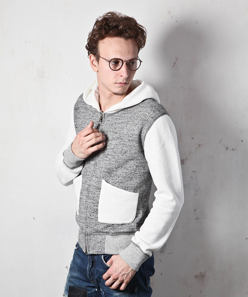 MR.OLIVE（ミスターオリーブ）の「12/1 RAFFY URAKE / SEPARATE POCKET ZIP UP HOODY（パーカー・メンズ・ホワイト/ブラック/グレー/グレー系その他・MEDIUM/SMALL/LARGE）」の11枚目の写真