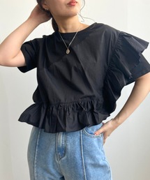 《WEB限定》アシメフリル異素材キリカエTee