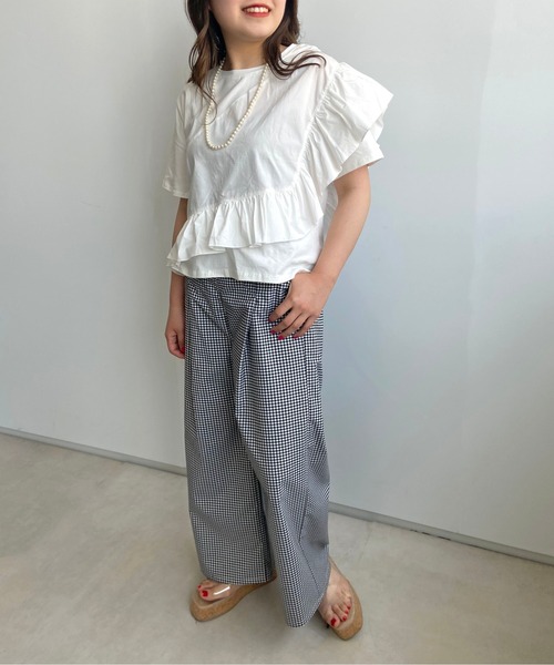 prose verse(プロズヴェール)の「《WEB限定》アシメフリル異素材キリカエTee(Tシャツ/カットソー・レディース・ブラック/アイボリー/オレンジ・フリ-)」の14枚目の写真