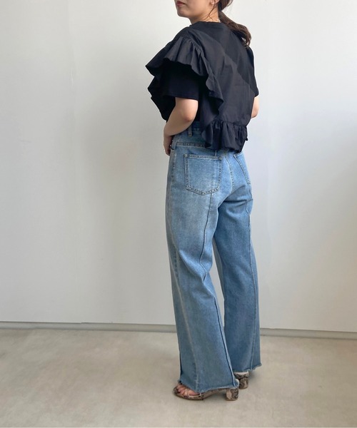 prose verse(プロズヴェール)の「《WEB限定》アシメフリル異素材キリカエTee(Tシャツ/カットソー・レディース・ブラック/アイボリー/オレンジ・フリ-)」の10枚目の写真