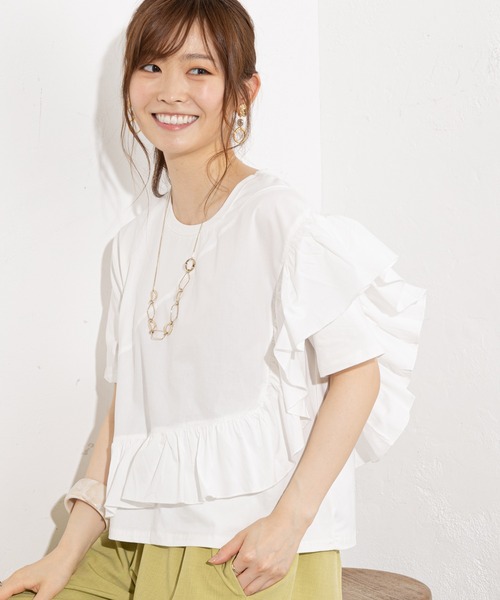 prose verse(プロズヴェール)の「《WEB限定》アシメフリル異素材キリカエTee(Tシャツ/カットソー・レディース・ブラック/アイボリー/オレンジ・フリ-)」の22枚目の写真