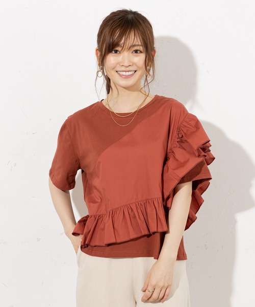 prose verse(プロズヴェール)の「《WEB限定》アシメフリル異素材キリカエTee(Tシャツ/カットソー・レディース・ブラック/アイボリー/オレンジ・フリ-)」の17枚目の写真