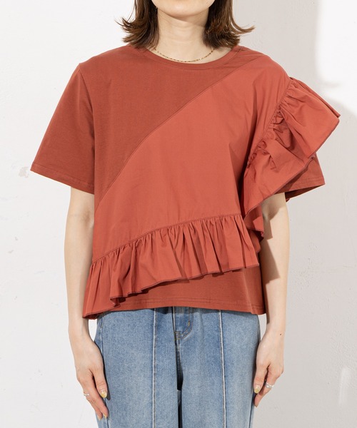 prose verse(プロズヴェール)の「《WEB限定》アシメフリル異素材キリカエTee(Tシャツ/カットソー・レディース・ブラック/アイボリー/オレンジ・フリ-)」の13枚目の写真
