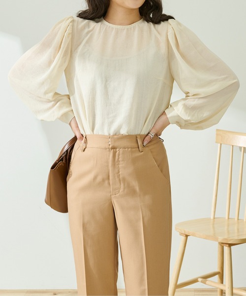 Ambre Neige(アンブルネージュ)の「パワーショルダーシアーブラウス/【WEB/EC限定商品】(シャツ/ブラウス・レディース・ライトブルー/アイボリー/ピンクベージュ・FREE)」の13枚目の写真