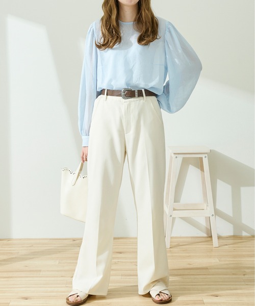 Ambre Neige(アンブルネージュ)の「パワーショルダーシアーブラウス/【WEB/EC限定商品】(シャツ/ブラウス・レディース・ライトブルー/アイボリー/ピンクベージュ・FREE)」の14枚目の写真