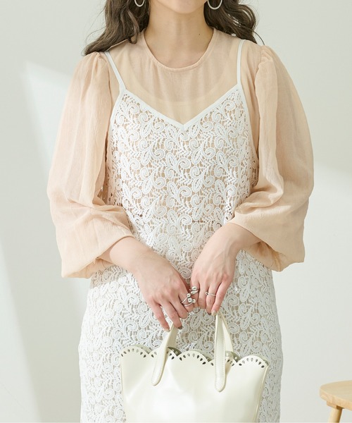 Ambre Neige(アンブルネージュ)の「パワーショルダーシアーブラウス/【WEB/EC限定商品】(シャツ/ブラウス・レディース・ライトブルー/アイボリー/ピンクベージュ・FREE)」の12枚目の写真