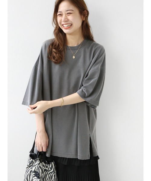 JOURNAL STANDARD relume（ジャーナルスタンダード　レリューム）の「ダメージビッグTEE◆（Tシャツ/カットソー・レディース・ベージュ系その他/ピンク/チャコールグレー・FREE）」の2枚目の写真