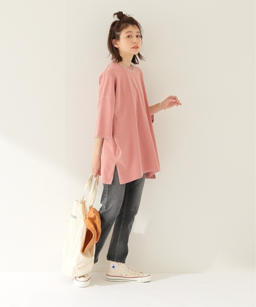 JOURNAL STANDARD relume（ジャーナルスタンダード　レリューム）の「ダメージビッグTEE◆（Tシャツ/カットソー・レディース・ベージュ系その他/ピンク/チャコールグレー・FREE）」の8枚目の写真