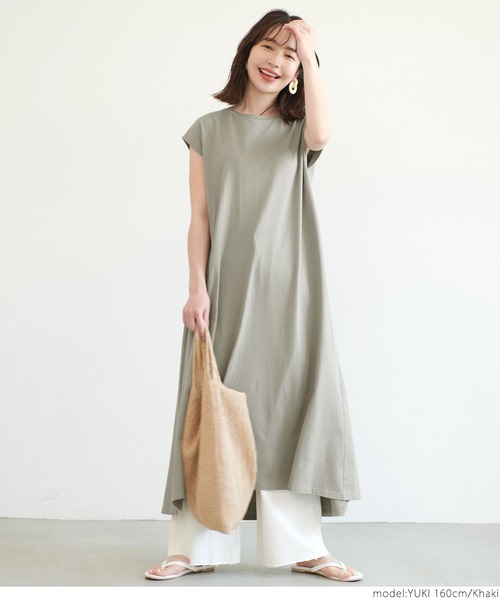 coca(coca)(コカ)の「USAコットン バックタックワンピース(ワンピース・レディース・チャコールグレー/カーキ・ONE SIZE)」の11枚目の写真