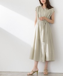 フレンチスリーブタックワンピース 綿100%