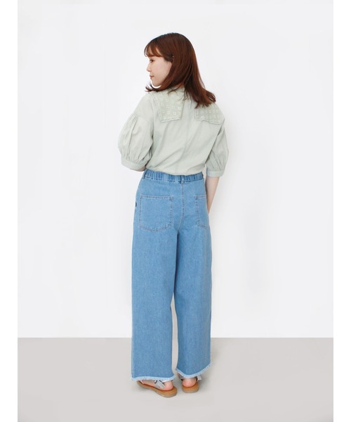 ehka sopo（エヘカソポ）の「カットオフデニムパンツ（デニムパンツ・レディース・サックスブルー/ブルー・ﾌﾘ-）」の11枚目の写真