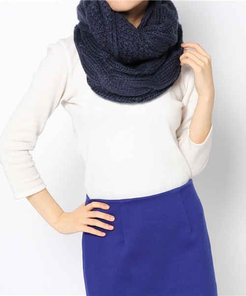 Another Edition(アナザーエディション)の「AE KNIT CBL SND(ストール/ショール・レディース・ライトグレー/ネイビー・フリー)」の7枚目の写真