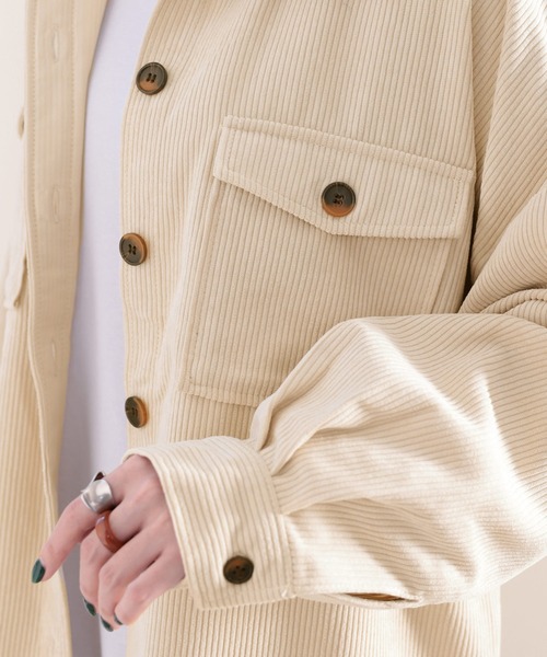 classicalelf（クラシカルエルフ）の「セットアップが楽しめる。コーデュロイCPOシャツ（ブルゾン・レディース・チャコールグレー/ベージュ/ブラウン/モカ・MEDIUM/LARGE/X-LARGE）」の12枚目の写真