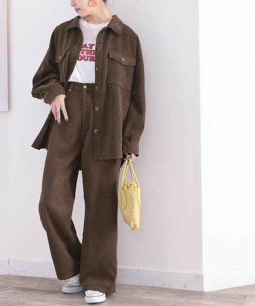 classicalelf（クラシカルエルフ）の「セットアップが楽しめる。コーデュロイCPOシャツ（ブルゾン・レディース・チャコールグレー/ベージュ/ブラウン/モカ・MEDIUM/LARGE/X-LARGE）」の11枚目の写真