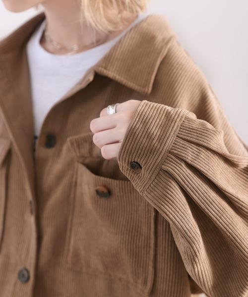 classicalelf（クラシカルエルフ）の「セットアップが楽しめる。コーデュロイCPOシャツ（ブルゾン・レディース・チャコールグレー/ベージュ/ブラウン/モカ・MEDIUM/LARGE/X-LARGE）」の14枚目の写真