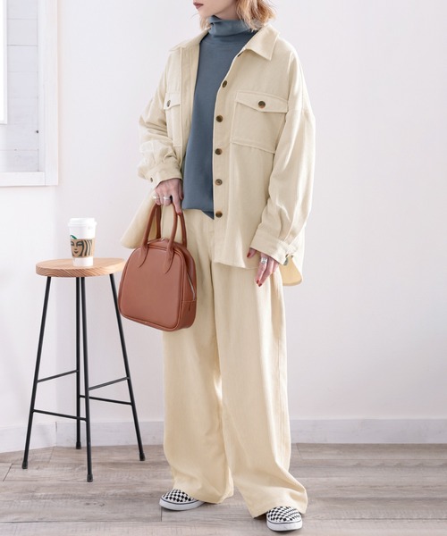 classicalelf（クラシカルエルフ）の「セットアップが楽しめる。コーデュロイCPOシャツ（ブルゾン・レディース・チャコールグレー/ベージュ/ブラウン/モカ・MEDIUM/LARGE/X-LARGE）」の15枚目の写真