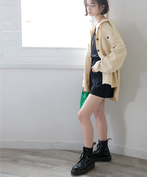 classicalelf（クラシカルエルフ）の「セットアップが楽しめる。コーデュロイCPOシャツ（ブルゾン・レディース・チャコールグレー/ベージュ/ブラウン/モカ・MEDIUM/LARGE/X-LARGE）」の19枚目の写真