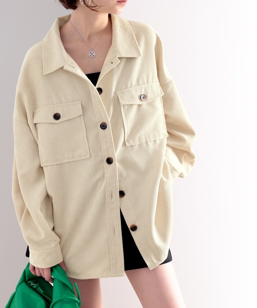 classicalelf（クラシカルエルフ）の「セットアップが楽しめる。コーデュロイCPOシャツ（ブルゾン・レディース・チャコールグレー/ベージュ/ブラウン/モカ・MEDIUM/LARGE/X-LARGE）」の22枚目の写真